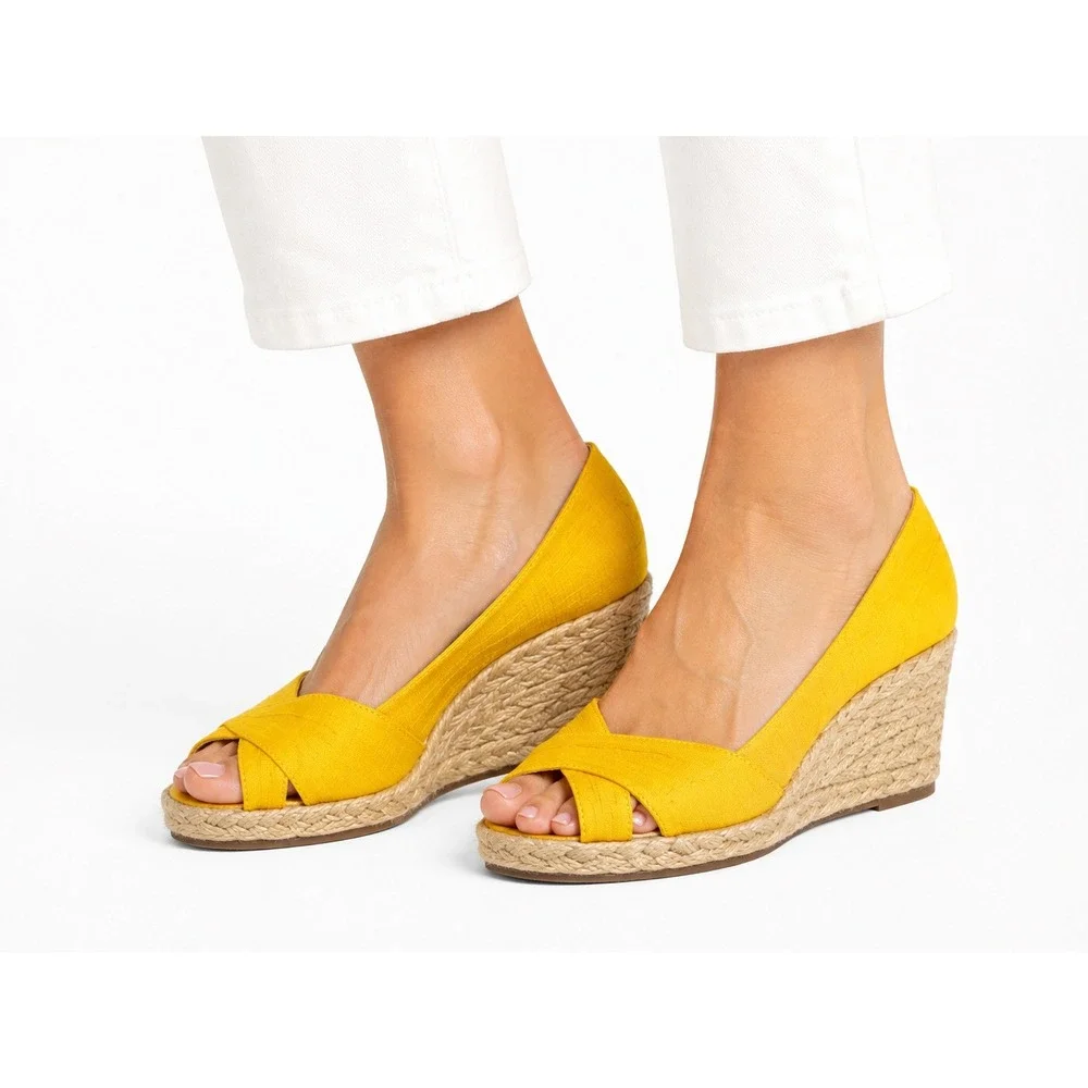 Lauren Ralph Lauren Wedge Sandals Espadrille Peep Toe Resort Summer Coastal